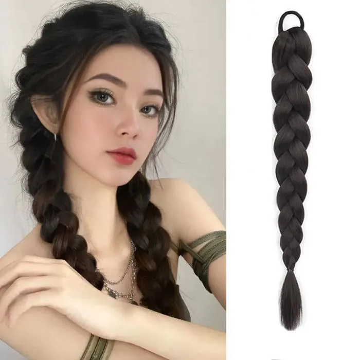 Tóc Giả Mô Phỏng, Dây Buộc Tóc Bện Xoắn Đuôi Ngựa, 40CM, Thời Trang, Thích  Hợp Cho Bé Gái, Tóc Đuôi Ngựa Đôi, Đấm Bốc, Phụ Kiện Tóc Bện Xoắn - TikTok