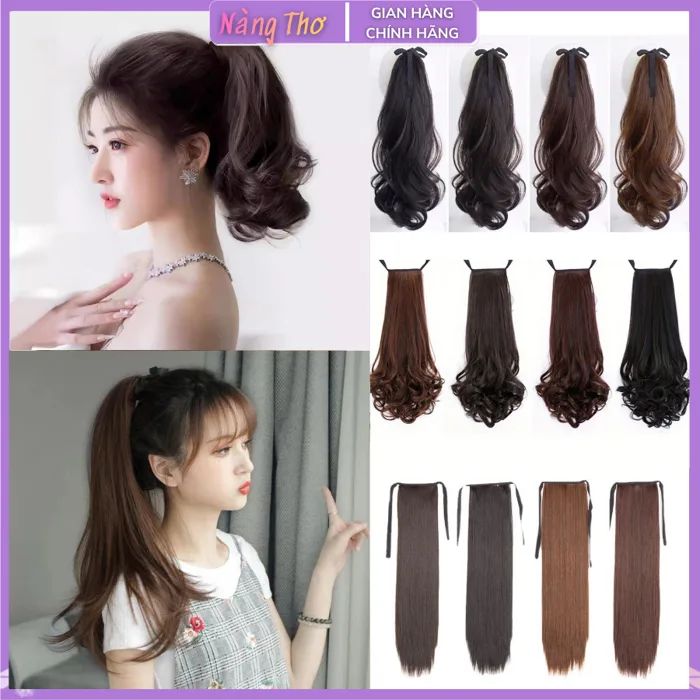 Tóc giả đuôi ngựa buộc dây,Tóc giả cột đuôi ngựa tóc sợi tơ tổng hợp mềm  mượt màu đẹp kiểu dáng Hàn Quốc | Shopee Việt Nam
