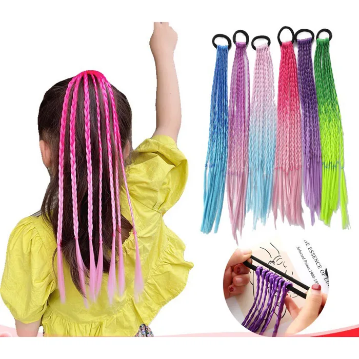 Tóc giả nối dài nhiều màu sắc kiểu thắt bím kèm dây buộc tóc đuôi ngựa bằng  cao su( 8 Tết nhỏ) | Shopee Việt Nam