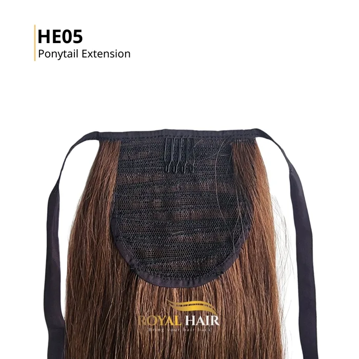 Buộc Tóc Đuôi Ngựa Giả Bằng Tóc Thật 40-45cm Nối Dài Màu Nâu
