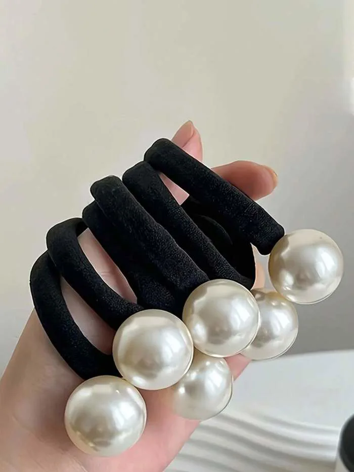 20/10/5/3/1 cái dây buộc tóc dày trang trí ngọc trai giả, kẹp buộc tóc đuôi  ngựa, dây buộc tóc, băng đô tóc, phụ kiện tóc, scrunchie mềm, dụng cụ tạo  kiểu tóc