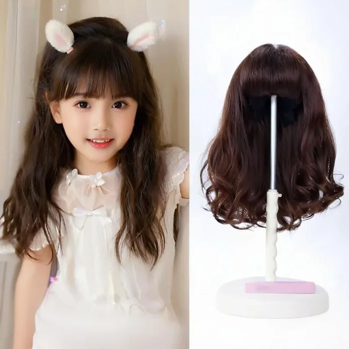 MINLIA Trẻ em Tóc giả đuôi ngựa xoăn, Mũ trẻ em Tổng hợp Tóc xoăn gợn sóng  dài cho trẻ em, Phần mở rộng tóc mềm gợn sóng công chúa Mũ búp bê tái sinh  Bé gái | Shopee Việt Nam