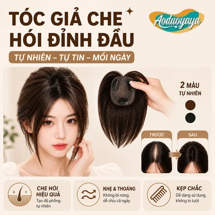 Tóc Giả Phủ Hói Che Đỉnh Đầu Mái Dài Lưới Thoáng Kẹp Chắc Tơ Chịu Nhiệt Cho  Nữ | Shopee Việt Nam