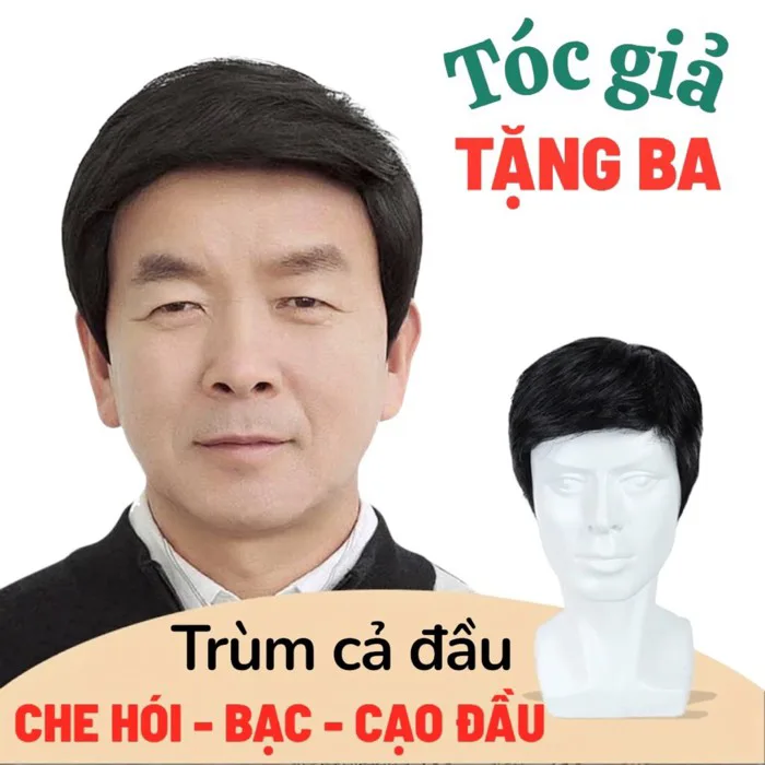 (HOẢ TỐC HCM) Tóc Giả Nam Nguyên Đầu Trung Niên Cao Cấp - Che Hói - Dễ Chăm  Sóc