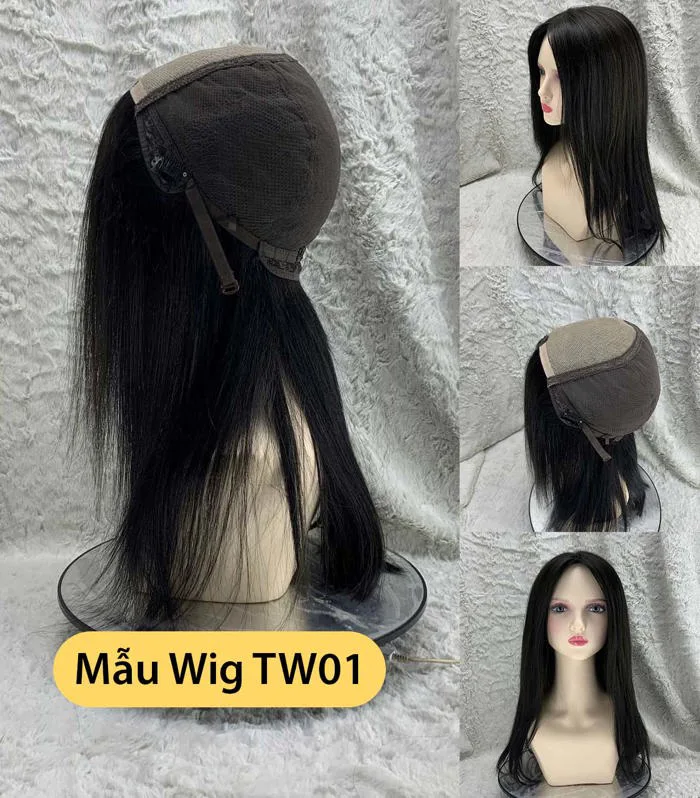Tóc giả nữ nguyên đầu làm từ tóc thật - mái siêu da đầu đa ngôi - TW01 -  Viet Wig - Wig made in Viet Nam