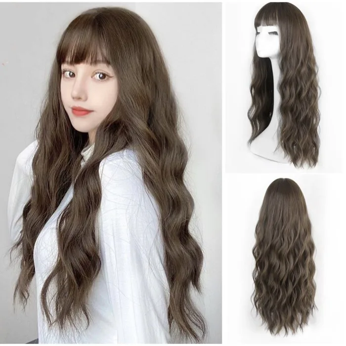 tặng kèm lưới và lược ] tóc giả nữ nguyên đầu xoăn sóng dài, tóc bộ cả đầu xù mì ( 8102 ) | Shopee Việt Nam