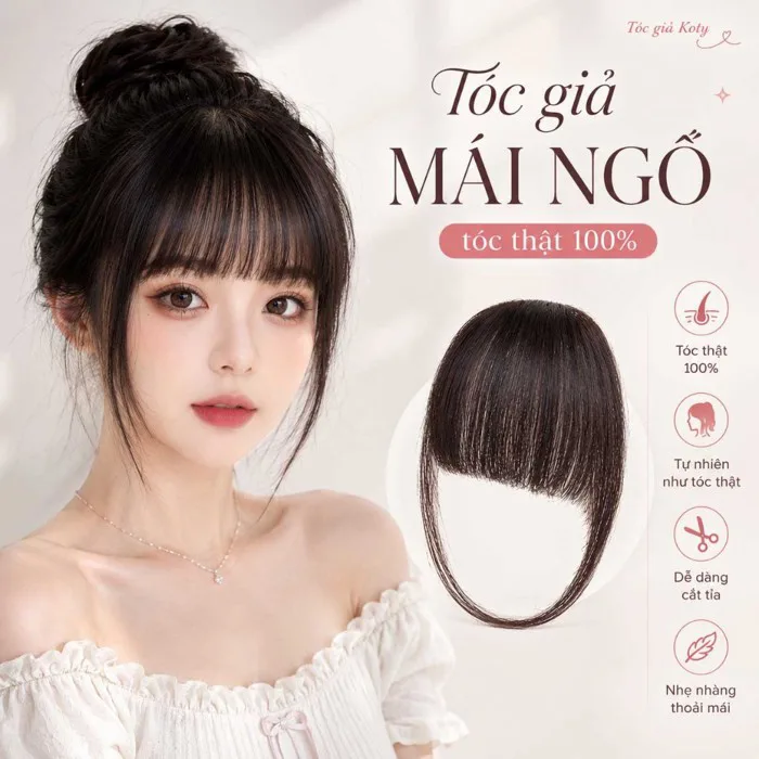 Tóc giả mái ngố tóc thật 100% Hàn Quốc | Tóc mái giả nữ mềm mại không lộ  viền | Shopee Việt Nam