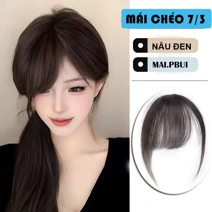 Tóc mái giả chia mái 7 3 Phong cách Hàn Quốc có thể uốn duỗi- Mái giả thưa  xinh xắn TV36065