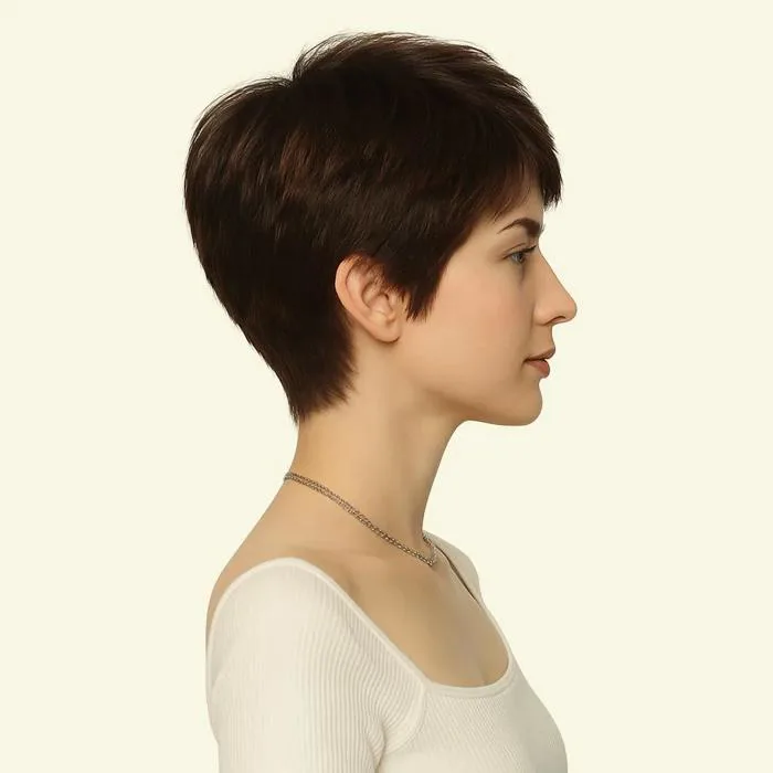 Tóc Giả Nữ Nguyên Đầu - Trung Niên Kiểu Ngắn Pixie Bằng Tóc Thật | Wina