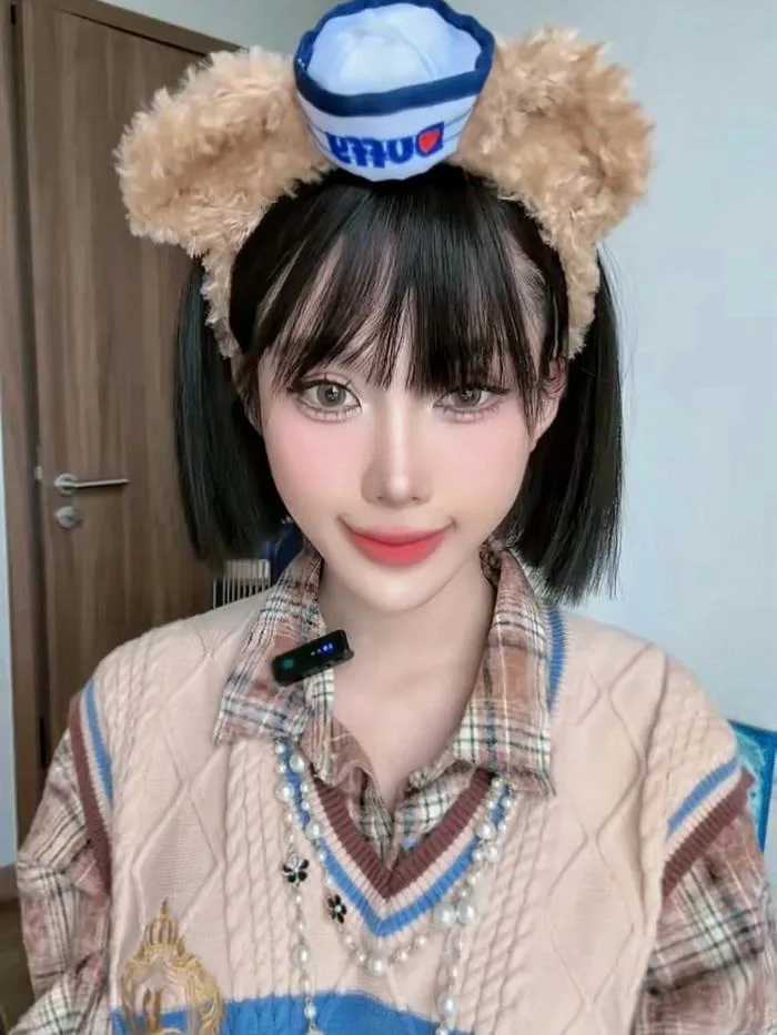 Tóc giả nguyên đầu - Bộ tóc ngắn 30cm đen tự nhiên