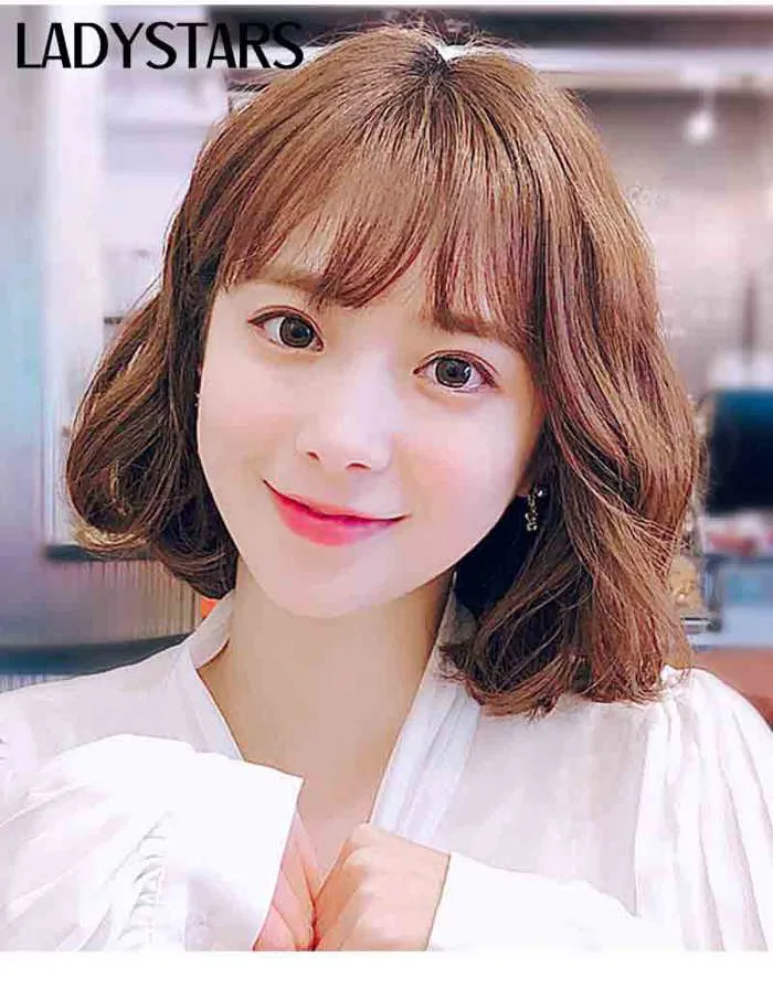 Tóc giả nguyên đầu xoăn ngắn mái thưa - Tóc giả cao cấp 100% tóc thật siêu da đầu