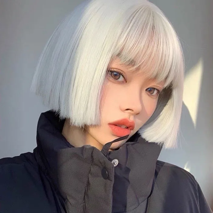 tóc giả ngắn vic màu bạch kim ❤️FREESHIP❤️ tặng kèm lưới trùm tóc | Lazada Việt Nam