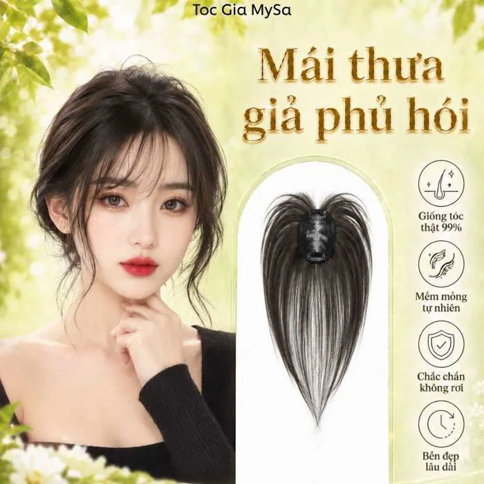 Tóc giả che hói mái thưa 4D rãnh da đầu, phủ hói đỉnh đầu cho nữ, mái giả  phủ hói Hàn Quốc