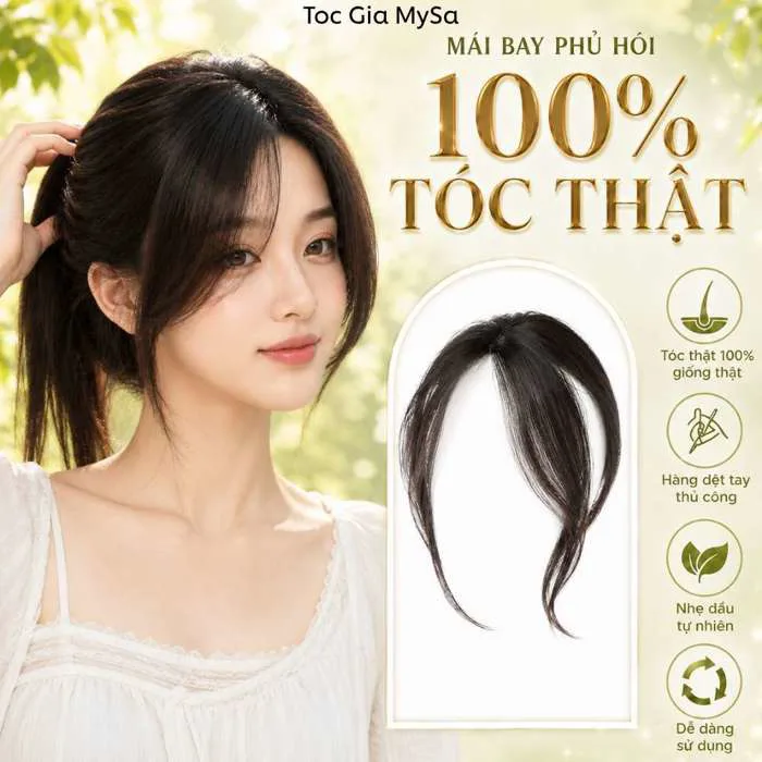 Tóc giả che hói đỉnh đầu mái bay 4D làm từ 100% tóc thật, giúp phủ hói đỉnh  đầu cho nữ