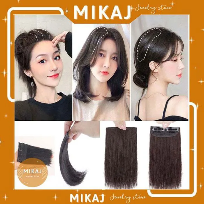 Tóc giả đẹp kẹp phồng chân tóc nữ ngắn hàn quốc kẹp phím highlight cute nửa đầu cho mái giả dài 20cm MIKAJ STORE | Lazada Việt Nam