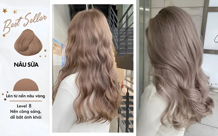 Top 35+ kiểu tóc màu nâu trà sữa đẹp, sáng da, hot nhất 2026