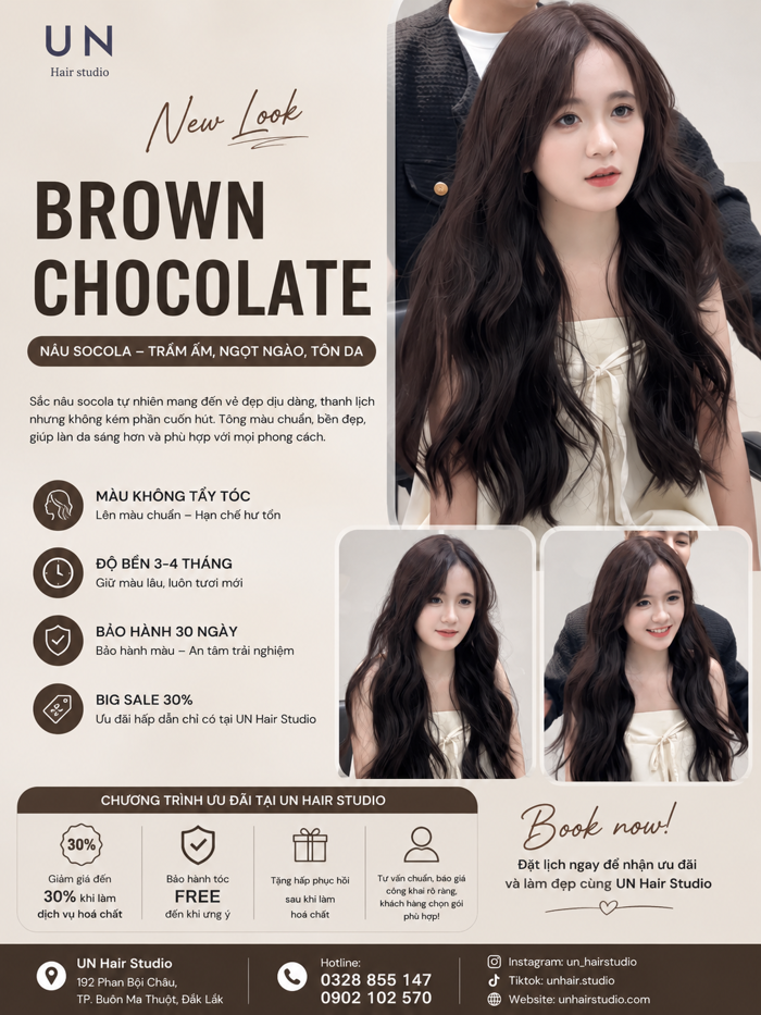 Màu Tóc Nâu Chocolate Hợp Với Ai? Xu Hướng Nhuộm Tóc Tôn Da Được Yêu Thích  Tại UN Hair Studio