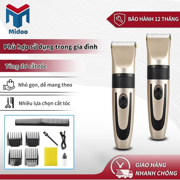 Tông Đơ Cắt Tóc Cho Bé Cầm Tay Cắm Sạc USB, Máy Cắt Tóc Trẻ Em Bộ