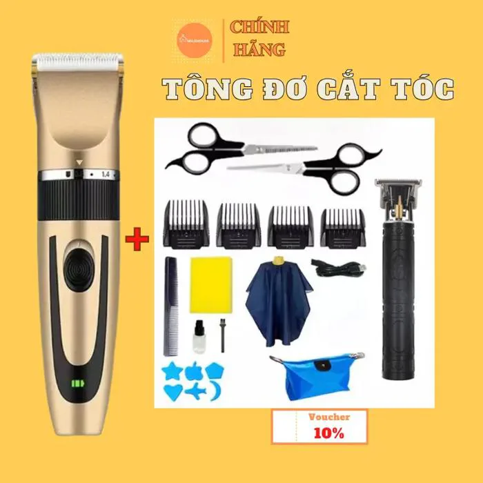 Tông đơ cắt tóc cho bé máy pin liền cầm tay bộ 13 món phụ kiện , cắm sạc  type C không dây, Tông đơ cắt tóc gia đình. - TikTok Shop Vietnam