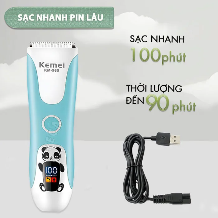 Tông đơ cắt tóc trẻ em không dây Kemei KM-965 công suất mạnh 5W