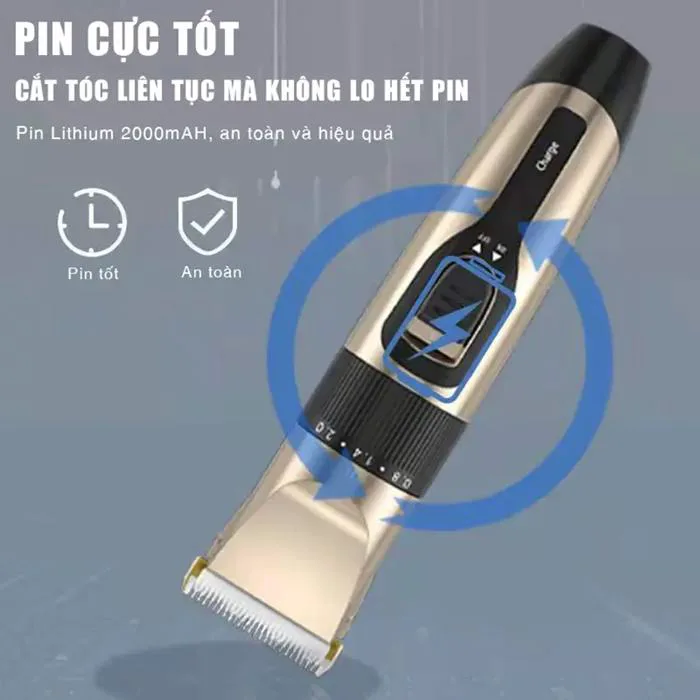 Tông đơ cắt tóc cho bé máy pin liền cầm tay bộ 13 món phụ kiện , cắm sạc  type C không dây, Tông đơ cắt tóc gia đình. - TikTok Shop Vietnam