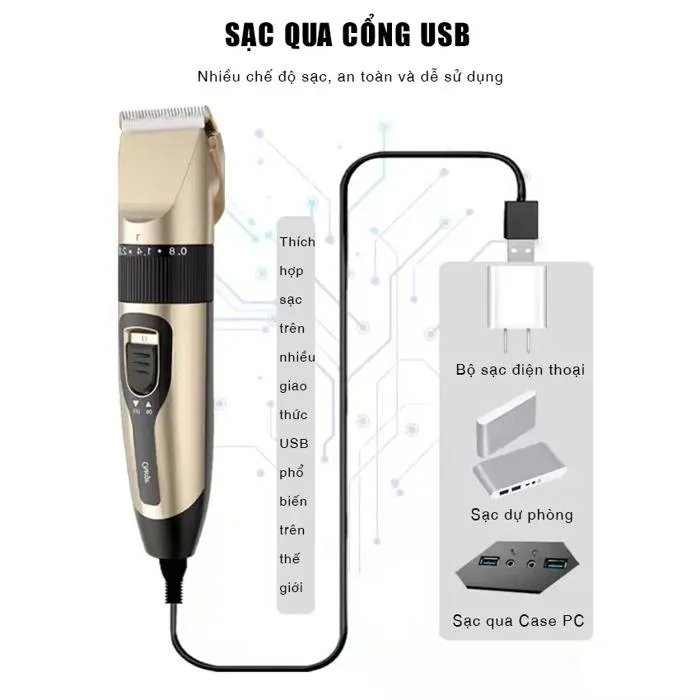 Tông đơ cắt tóc cho bé máy pin liền cầm tay bộ 13 món phụ kiện , cắm sạc  type C không dây, Tông đơ cắt tóc gia đình. - TikTok Shop Vietnam