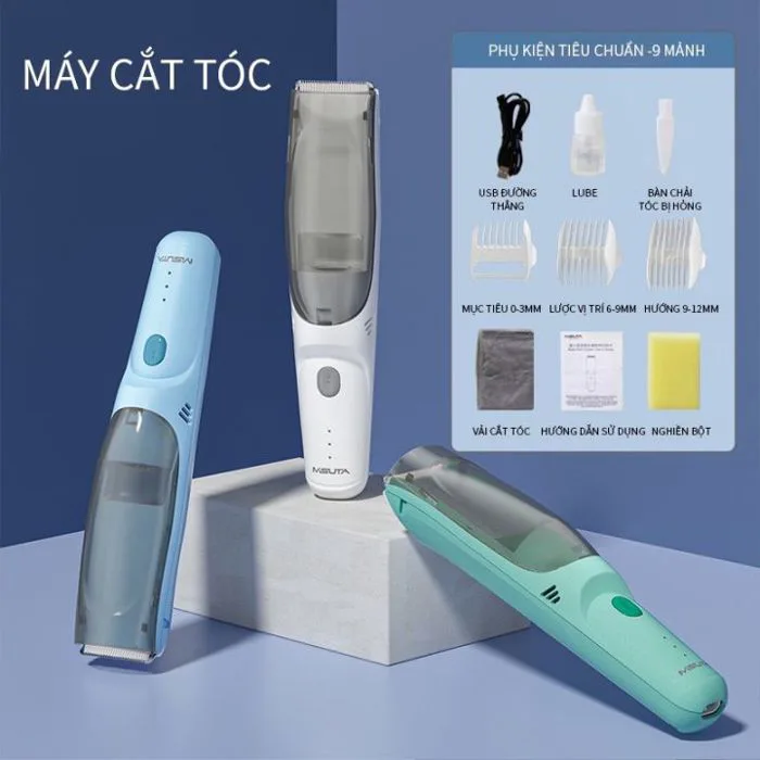 Tông đơ cắt tóc hớt tóc cho bé Misuta tăng đơ có chức năng hút tóc cho trẻ  nhỏ có tích pin sạc an toàn tiện lợi Trimmer Groomer Clipper Cho Trẻ