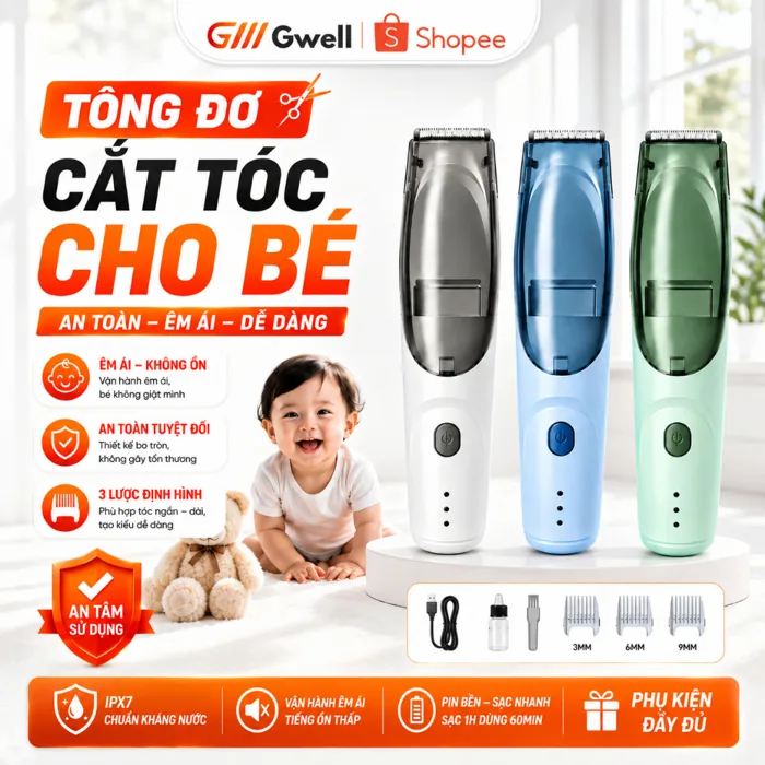 Tông đơ cắt tóc cho bé - Giá Tốt, Miễn Phí Vận Chuyển, Đủ Loại | Shopee  Việt Nam