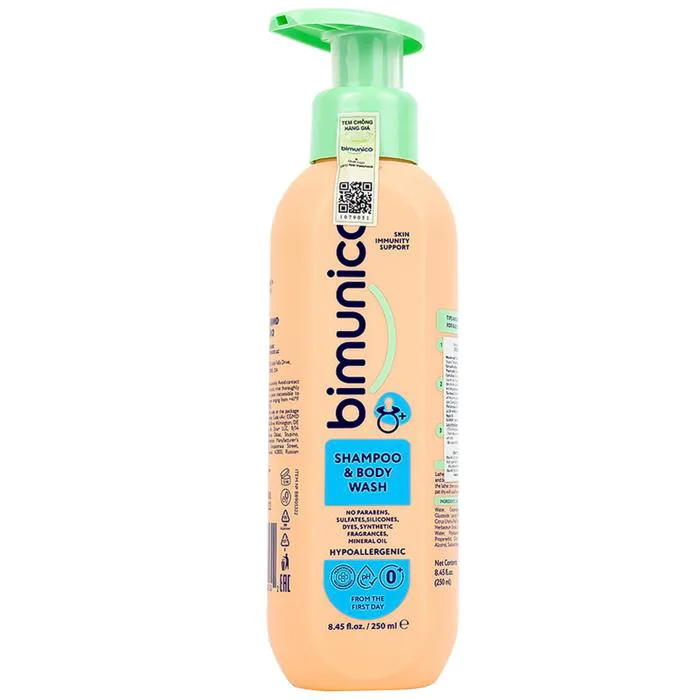 Sữa tắm gội cho trẻ sơ sinh và trẻ nhỏ 2in1 Bimunica dịu nhẹ, an toàn cho  da và tóc (250ml) - Nhà thuốc FPT Long Châu