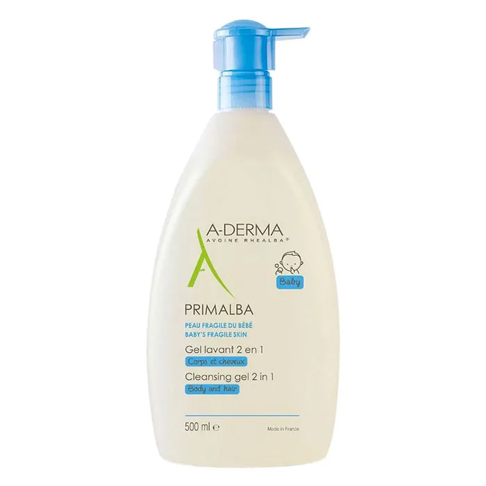Sữa tắm gội em bé dùng cho da mỏng yếu, A-Derma Primalba Cleansing Gel 2  trong 1