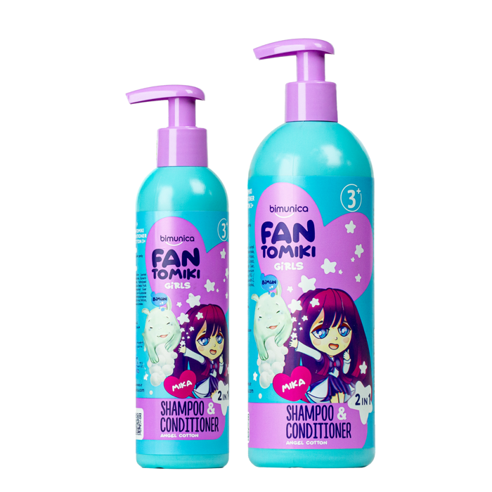 Dầu gội xả 2in1 Bimunica Fantomiki cho bé gái 3+ sạch, mềm, thơm tóc -  Bimunica