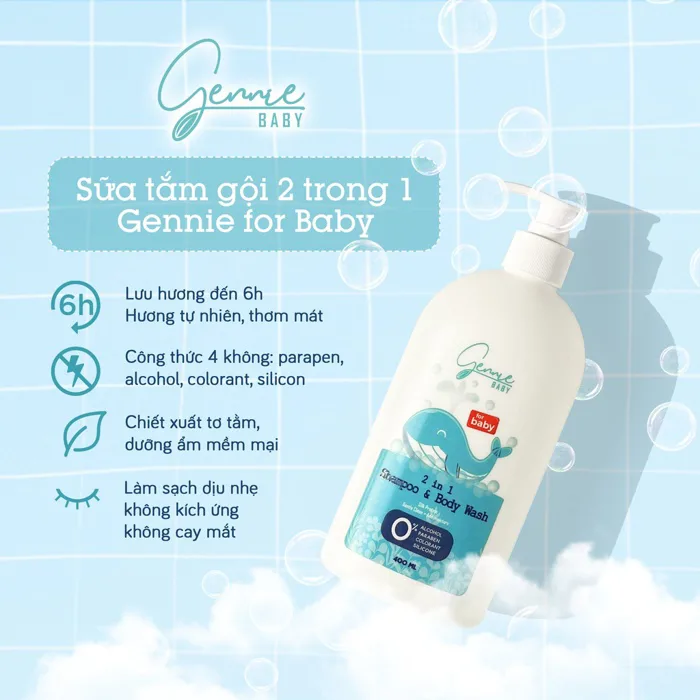 Sữa tắm gội 2 trong 1 Gennie Baby 400ml – Venus Global Beauty