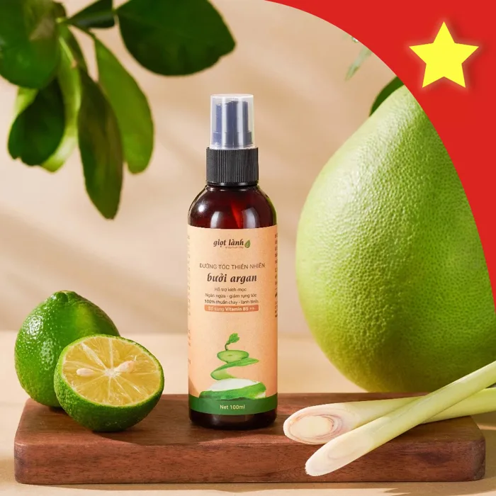 Xịt bưởi hỗ trợ mọc tóc, xịt dưỡng tóc giúp hỗ trợ kích mọc, giảm gãy rụng,  thơm tóc Giọt Lành 100ml