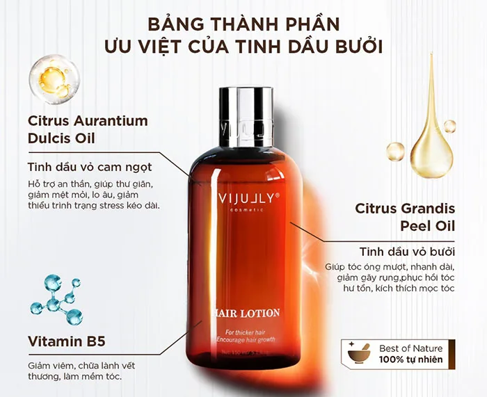 Tinh dầu bưởi kích thích mọc tóc Vi Jully 150ml - Mỹ phẩm ĐẸP XINH