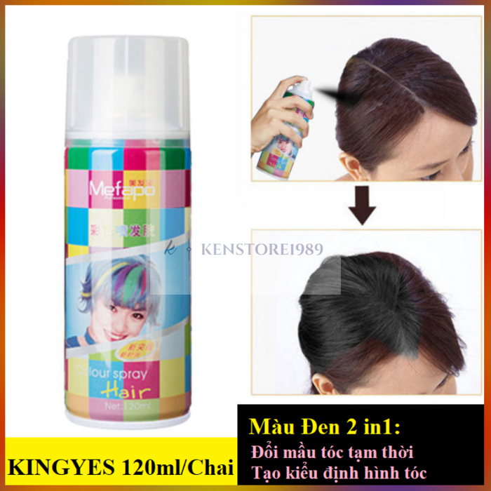 Có sẵn] Keo Xịt Nhuộm Tóc Màu Đen (Black) Tạm Thời Kingyes 120ml/Chai Thời  Trang Keo Xịt Tóc Không Cố Định - Lazada | Lazada Việt Nam
