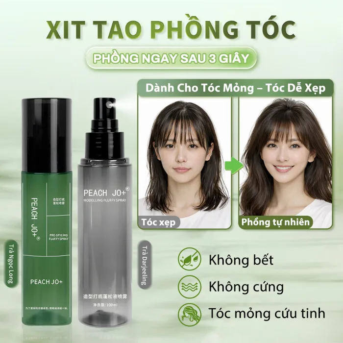 Xịt Tạo Phồng Tóc Nữ 100ml | Tăng Phồng Chân Tóc, Không Bết Không Cứng |  Tóc Mỏng Cứu Tinh, Hương Trà