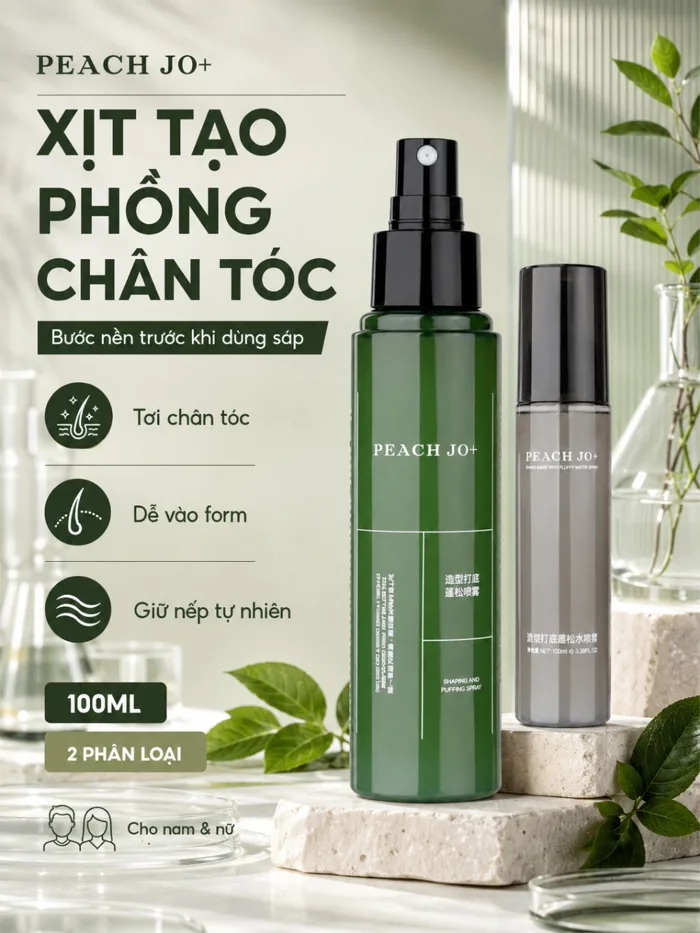 Xịt tạo phồng chân tóc PEACH JO+ 100ml xịt giữ nếp tóc mềm bồng bềnh giảm  bết dầu, tạo kiểu cho nam nữ | Shopee Việt Nam